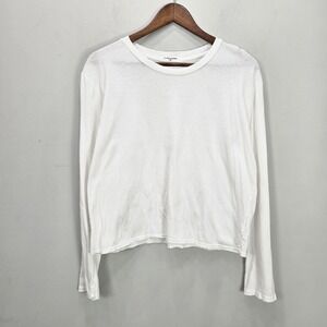 Perfectwhitetee Women Top M White Boxy Long Sleeve T-shirt 100% Cotton USA Made